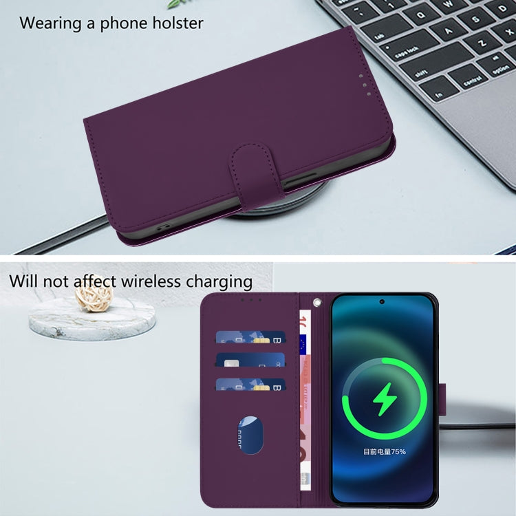 For Boost MobIle Celero 5G+ 2024 / 3+ 5G Skin Feel Solid Color Leather Phone Case with Lanyard(Violet) - More Brand by buy2fix | Online Shopping UK | buy2fix