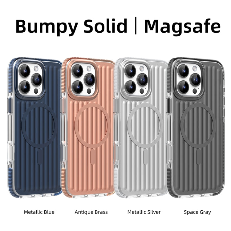 For iPhone 16 Pro Mutural Corrugated Texture Magsafe Magnetic Shockproof Phone Case(Blue) - iPhone 16 Pro Cases by Mutural | Online Shopping UK | buy2fix