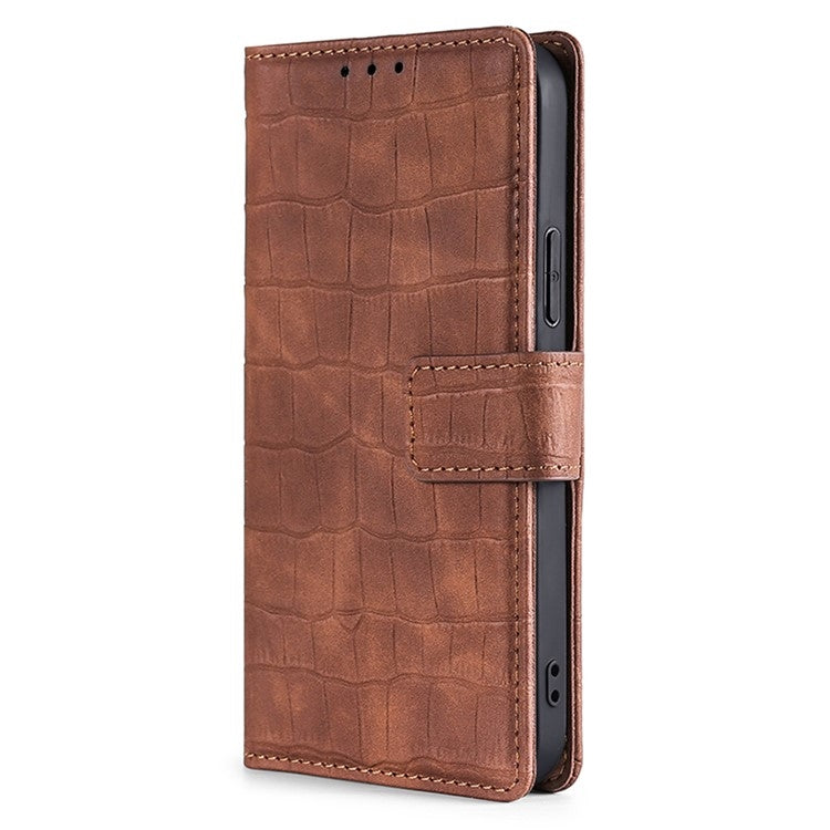 For iPhone 16 Pro Skin Feel Crocodile Magnetic Clasp Leather Phone Case(Brown) - iPhone 16 Pro Cases by buy2fix | Online Shopping UK | buy2fix