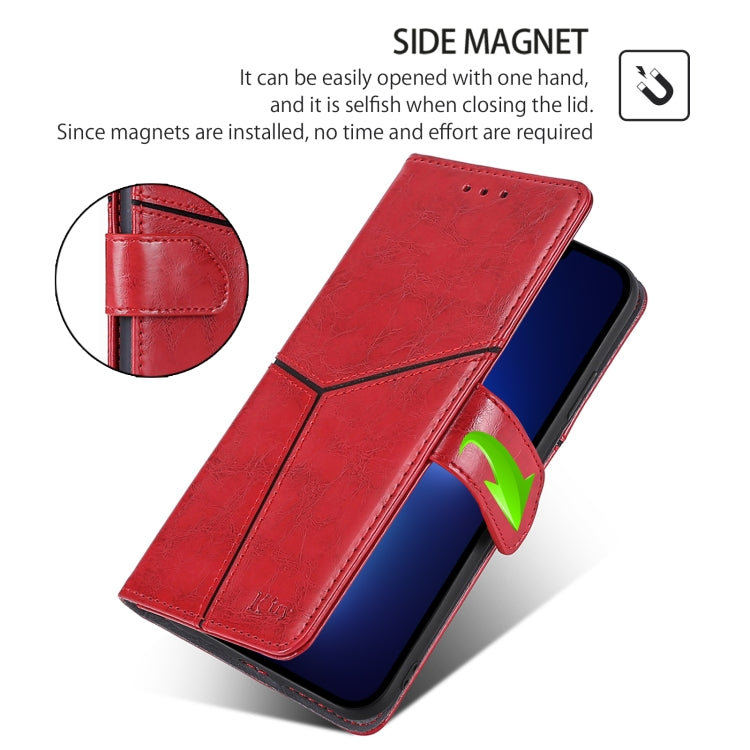 For iPhone 16 Geometric Stitching Leather Phone Case(Red) - iPhone 16 Cases by buy2fix | Online Shopping UK | buy2fix