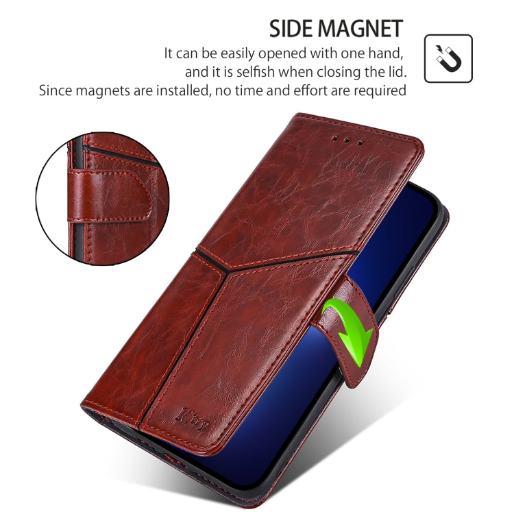 For iPhone 16 Plus Geometric Stitching Leather Phone Case(Dark Brown) - iPhone 16 Plus Cases by buy2fix | Online Shopping UK | buy2fix