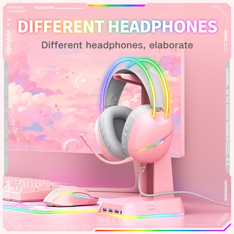 ONIKUMA X33 Head-mounted RGB Light E-Sports Gaming Headset, Cable Length: 2m(Pink) - Multimedia Headset by ONIKUMA | Online Shopping UK | buy2fix