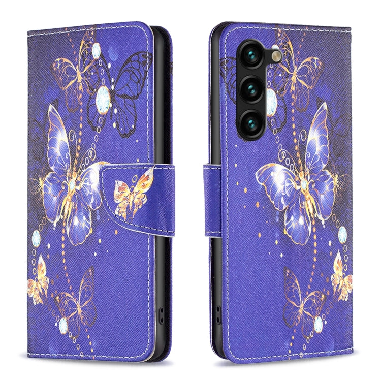 For Samsung Galaxy S25+ 5G Colored Drawing Pattern Leather Phone Case(Purple Butterfly) - Galaxy S25+ 5G Tempered Glass by buy2fix | Online Shopping UK | buy2fix