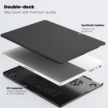 For MacBook Pro 14 inch A2918 / A2992 Business Magnetic Holder PC + PU Laptop Protective Case(Grey) - MacBook Pro Cases by buy2fix | Online Shopping UK | buy2fix