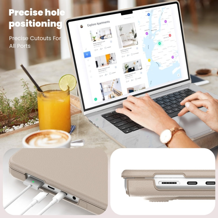 For MacBook Pro 16.2 inch A2991 / A2485 Business Magnetic Holder PC + PU Laptop Protective Case(Gold) - MacBook Pro Cases by buy2fix | Online Shopping UK | buy2fix