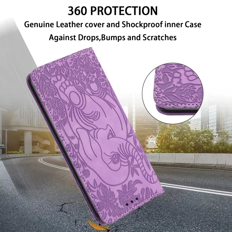 For Samsung Galaxy S25+ 5G Retro Elephant Embossed Leather Phone Case(Purple) - Galaxy S25+ 5G Cases by buy2fix | Online Shopping UK | buy2fix