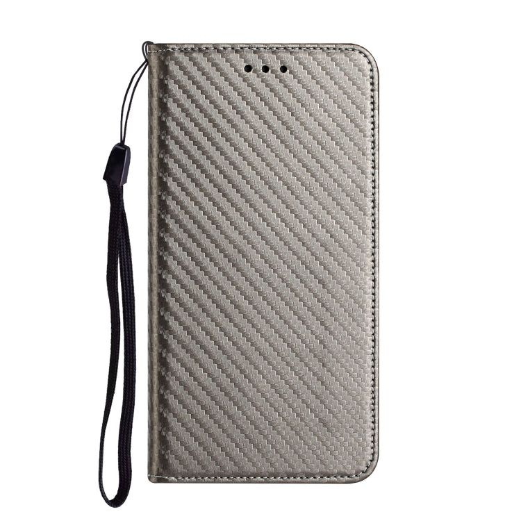 For Samsung Galaxy S25+ 5G Carbon Fiber Texture Magnetic Flip Leather Phone Case(Grey) - Galaxy S25+ 5G Cases by buy2fix | Online Shopping UK | buy2fix