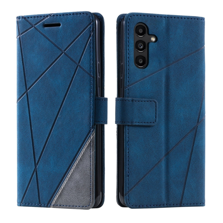 For Samsung Galaxy S25+ 5G Skin Feel Splicing Leather Phone Case(Blue) - Galaxy S25+ 5G Cases by buy2fix | Online Shopping UK | buy2fix