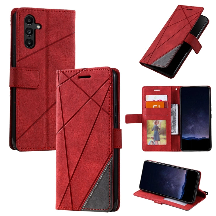 For Samsung Galaxy S25 5G Skin Feel Splicing Leather Phone Case(Red) - Galaxy S25 5G Cases by buy2fix | Online Shopping UK | buy2fix