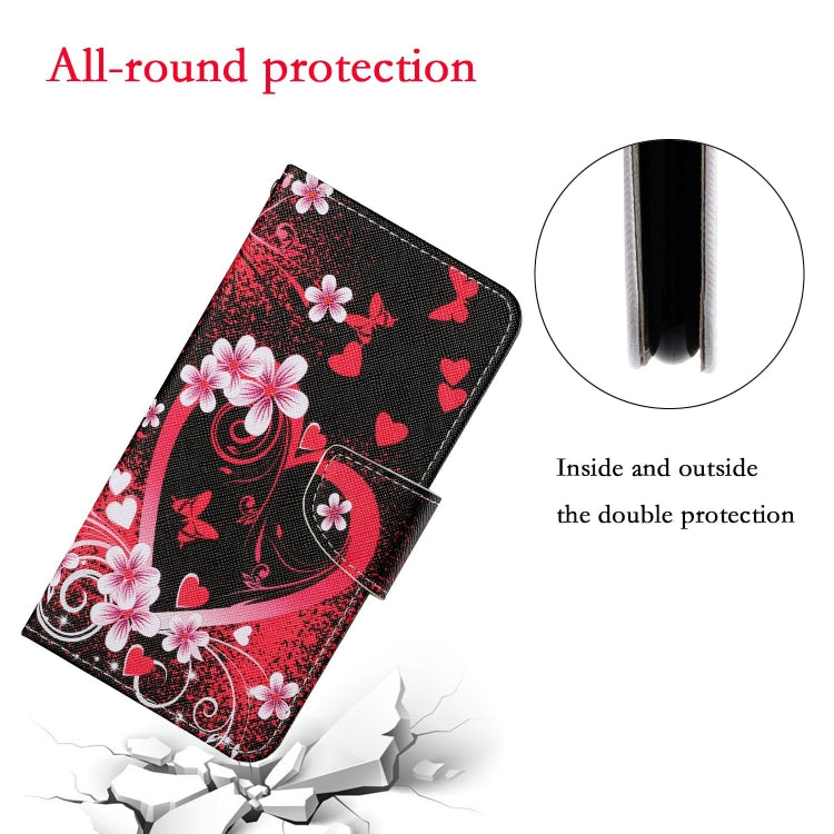 For Samsung Galaxy S25+ 5G Colored Drawing Pattern Leather Phone Case(Red Heart) - Galaxy S25+ 5G Cases by buy2fix | Online Shopping UK | buy2fix