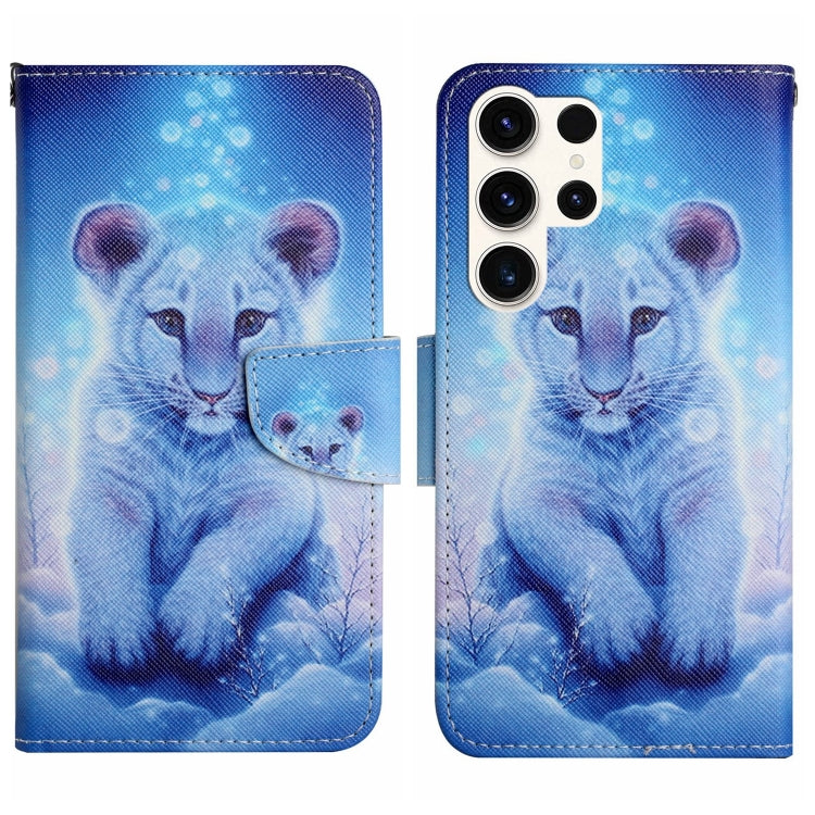 For Samsung Galaxy S25 Ultra 5G Colored Drawing Pattern Leather Phone Case(Little Leopard) - Galaxy S25 Ultra 5G Cases by buy2fix | Online Shopping UK | buy2fix