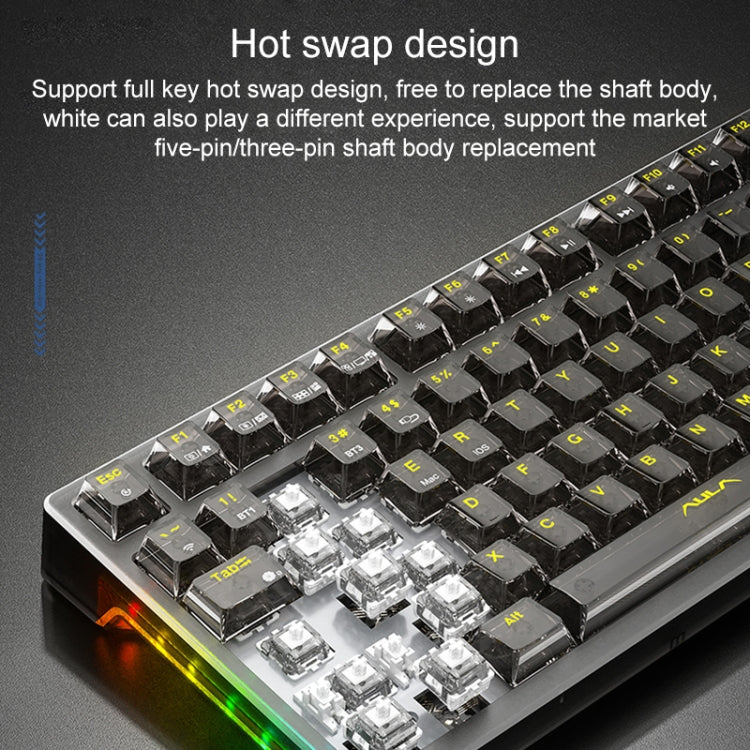 AULA F98 Pro 99 Keys Wired/2.4G/Bluetooth Three Model RGB Mechanical Keyboard, Shaft:Ice Soul Shaft(Transparent White) - Wireless Keyboard by AULA | Online Shopping UK | buy2fix