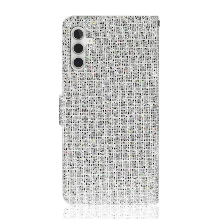 For Samsung Galaxy S25 5G Glitter Powder Filp Leather Phone Case(Silver) - Galaxy S25 5G Cases by buy2fix | Online Shopping UK | buy2fix