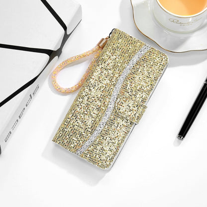 For Samsung Galaxy S25 5G Glitter Powder Filp Leather Phone Case(Gold) - Galaxy S25 5G Cases by buy2fix | Online Shopping UK | buy2fix