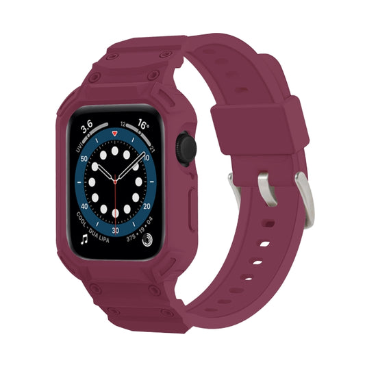 For Apple Watch Series 10 42mm Armor TPU Case Integrated Watch Band(Plum Color) - Watch Cases by buy2fix | Online Shopping UK | buy2fix