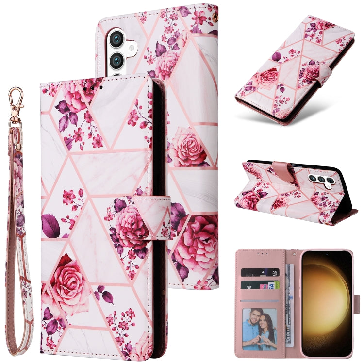 For Samsung Galaxy S25+ 5G Marble Bronzing Stitching Leather Phone Case(Rose Gold) - Galaxy S25+ 5G Cases by buy2fix | Online Shopping UK | buy2fix