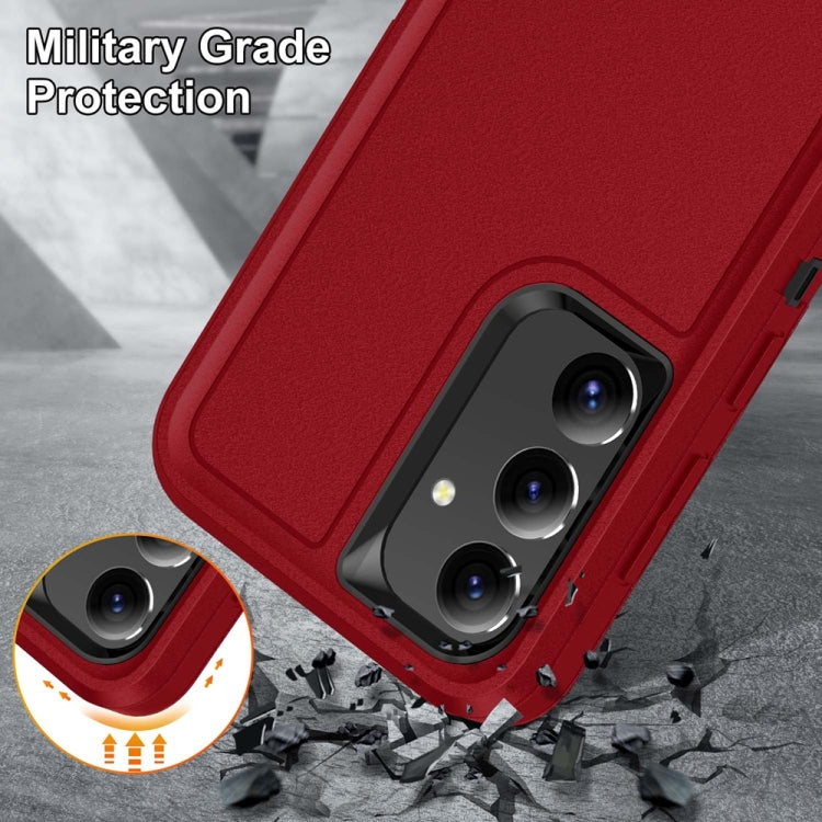 For Samsung Galaxy S24 / S25 5G Rugged PC Hybrid Silicone Phone Case with Holder(Red+Black) - Galaxy S25 5G Cases by buy2fix | Online Shopping UK | buy2fix