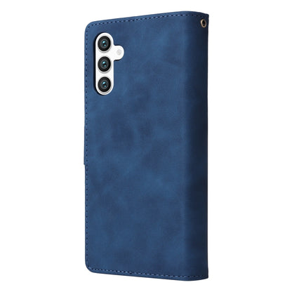 For Samsung Galaxy S25 5G Multifunctional Frosted Zipper Wallet Leather Phone Case(Blue) - Galaxy S25 5G Cases by buy2fix | Online Shopping UK | buy2fix