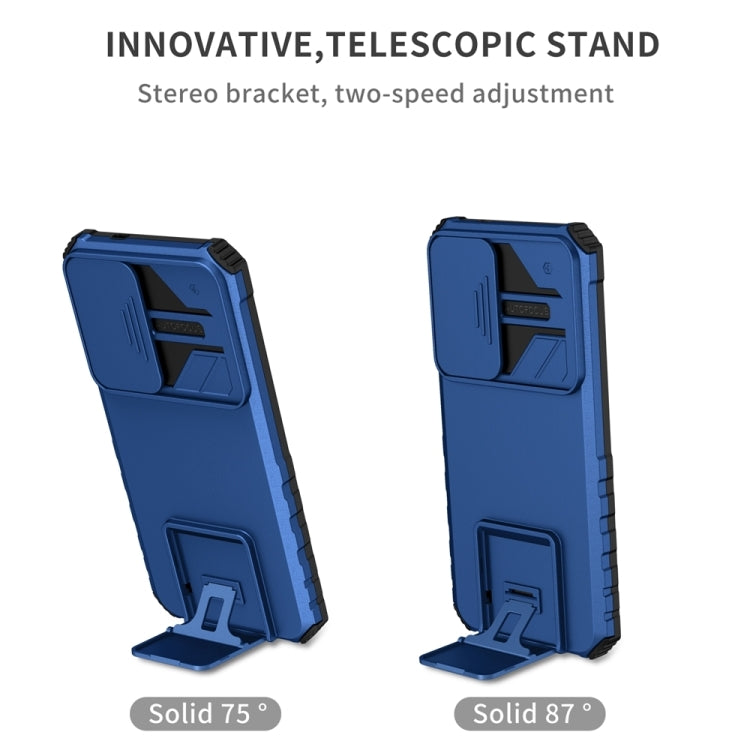 For Samsung Galaxy S25 5G Stereoscopic Holder Sliding Camshield Phone Case(Blue) - Galaxy S25 5G Cases by buy2fix | Online Shopping UK | buy2fix