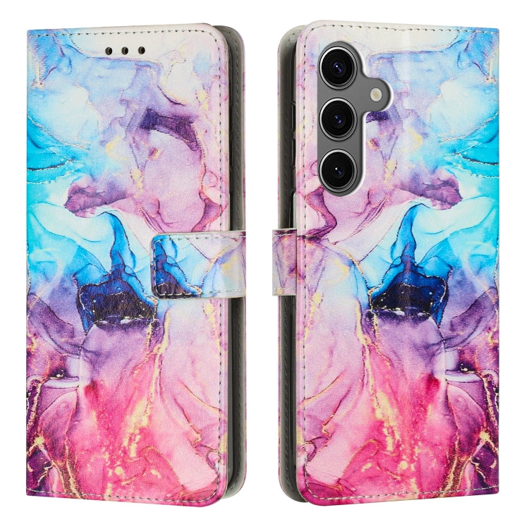 For Samsung Galaxy S25+ 5G Painted Marble Pattern Leather Phone Case(Pink Purple) - Galaxy S25+ 5G Cases by buy2fix | Online Shopping UK | buy2fix