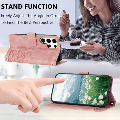 For Samsung Galaxy S25 Ultra 5G Tulips Embossed Leather Phone Case with Lanyard(Pink) - Galaxy S25 Ultra 5G Cases by buy2fix | Online Shopping UK | buy2fix