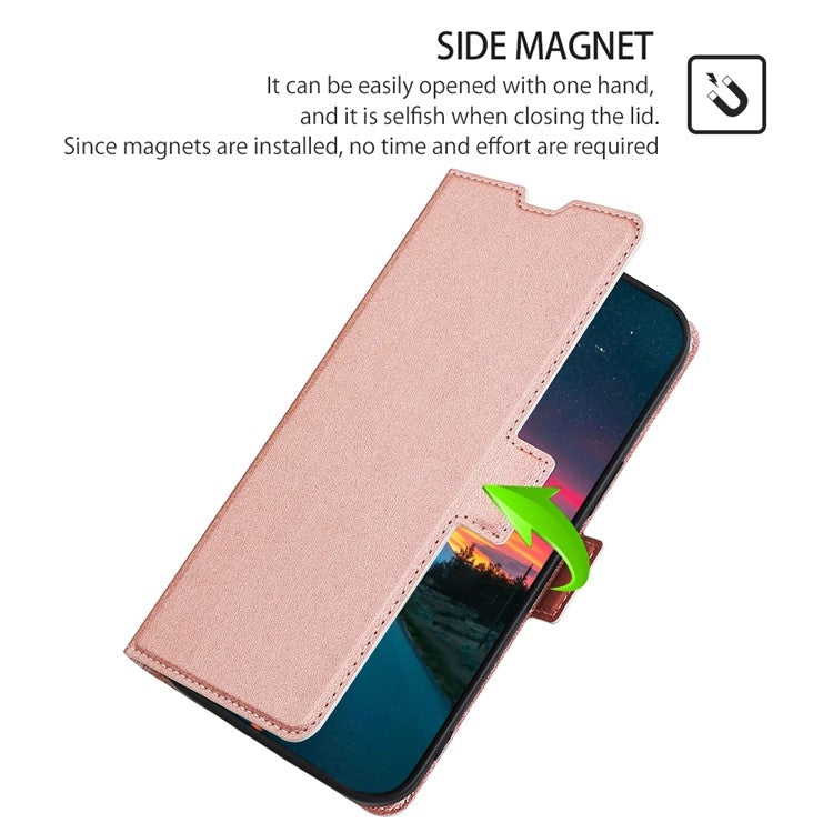 For Samsung Galaxy S25 5G Ultra-thin Voltage Side Buckle Horizontal Flip Leather Phone Case(Rose Gold) - Galaxy S25 5G Cases by buy2fix | Online Shopping UK | buy2fix