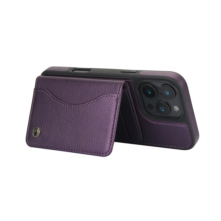 For iPhone 16 Pro Max AwQuer Horizontal Flip Card Bag Holder Leather Phone Case(Dark Purple) - iPhone 16 Pro Max Cases by Awquer | Online Shopping UK | buy2fix