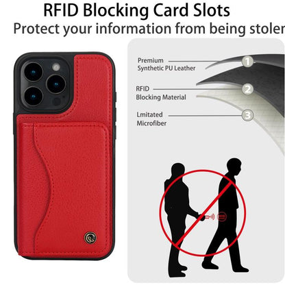 For iPhone 16 Pro Max AwQuer Horizontal Flip Card Bag Holder Leather Phone Case(Red) - iPhone 16 Pro Max Cases by Awquer | Online Shopping UK | buy2fix