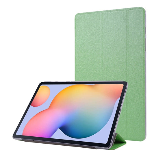 For Samsung Galaxy Tab S8 / Galaxy Tab S7 / T870 Silk Texture Three-fold Horizontal Flip Leather Case with Holder & Pen Slot(Green) - Galaxy Tab S8 Cases by buy2fix | Online Shopping UK | buy2fix