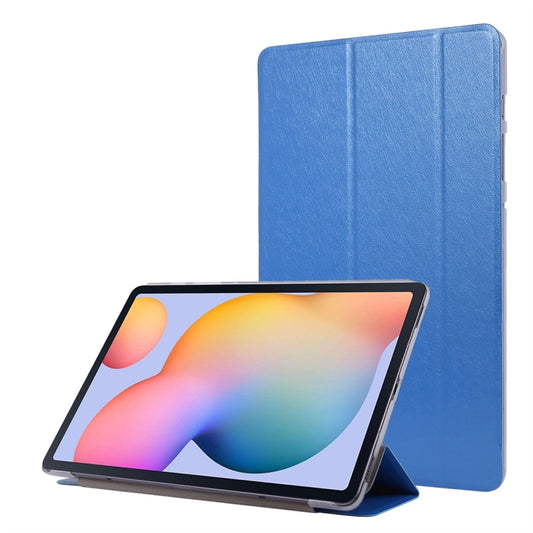 For Samsung Galaxy Tab S8 / Galaxy Tab S7 / T870 Silk Texture Three-fold Horizontal Flip Leather Case with Holder & Pen Slot(Blue) - Galaxy Tab S8 Cases by buy2fix | Online Shopping UK | buy2fix