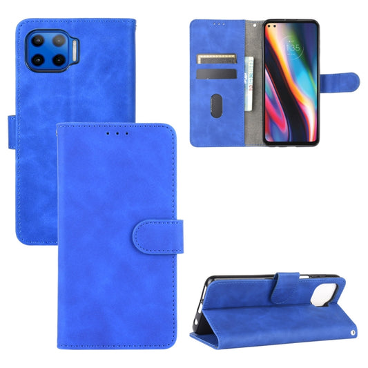 For Motorola Moto G 5G Plus Solid Color Skin Feel Magnetic Buckle Horizontal Flip Calf Texture PU Leather Case with Holder & Card Slots & Wallet(Blue) - Motorola Cases by buy2fix | Online Shopping UK | buy2fix