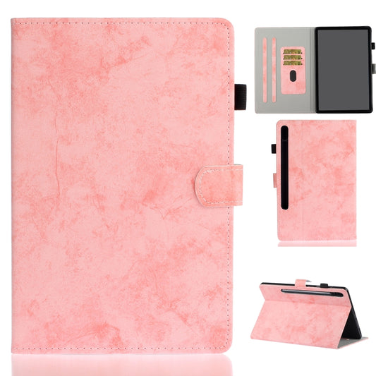 For Samsung Galaxy Tab S8 / Galaxy Tab S7 11.0 T870 Marble Style Cloth Texture Leather Case with Bracket & Card Slot & Pen Slot & Anti Skid Strip(Pink) - Galaxy Tab S8 Cases by buy2fix | Online Shopping UK | buy2fix