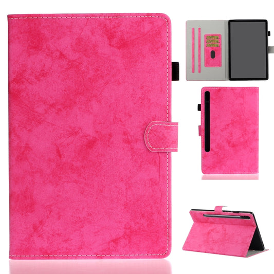 For Samsung Galaxy Tab S8 / Galaxy Tab S7 11.0 T870 Marble Style Cloth Texture Leather Case with Bracket & Card Slot & Pen Slot & Anti Skid Strip(Rose Red) - Galaxy Tab S8 Cases by buy2fix | Online Shopping UK | buy2fix