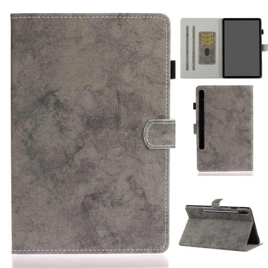 For Samsung Galaxy Tab S8 / Galaxy Tab S7 11.0 T870 Marble Style Cloth Texture Leather Case with Bracket & Card Slot & Pen Slot & Anti Skid Strip(Grey) - Galaxy Tab S8 Cases by buy2fix | Online Shopping UK | buy2fix