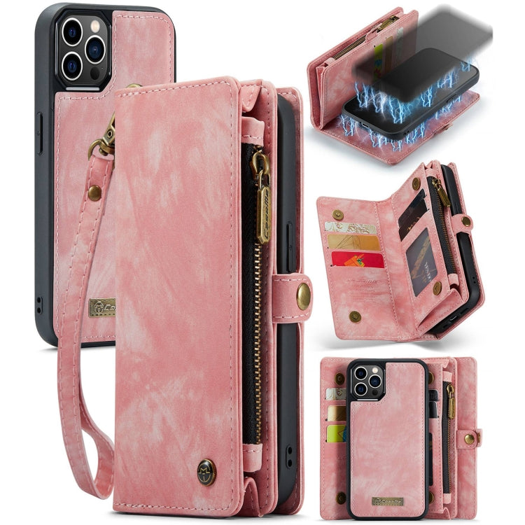 For iPhone 12 / 12 Pro CaseMe-008 Detachable Multifunctional Wallet Leather Phone Case (Pink) - iPhone 12 / 12 Pro Cases by CaseMe | Online Shopping UK | buy2fix