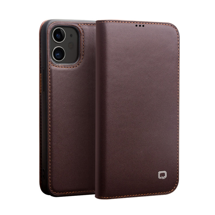 For iPhone 12 / 12 Pro QIALINO Business Horizontal Flip Leather Case with Holder & Card Slots & Wallet(Brown) - iPhone 12 / 12 Pro Cases by QIALINO | Online Shopping UK | buy2fix