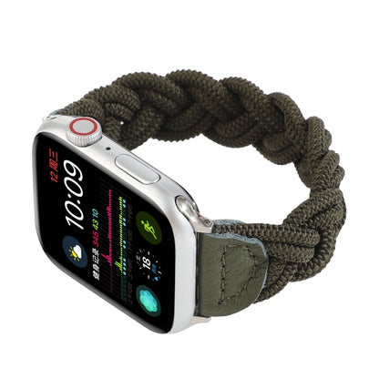 Elastic Woven Watch Band For Apple Watch Ultra 49mm&Watch Ultra 2 49mm / Series 9&8&7 45mm / SE 3&SE 2&6&SE&5&4 44mm / 3&2&1 42mm, Length:160mm(Dark Green) - Watch Bands by buy2fix | Online Shopping UK | buy2fix