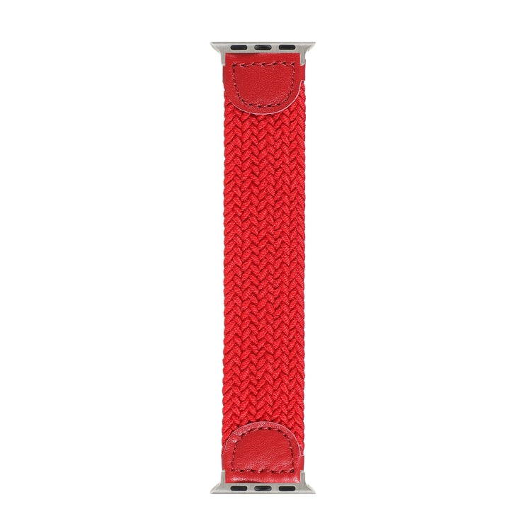 Nylon + Leather Braided Watch Band For Apple Watch Ultra 49mm&Watch Ultra 2 49mm / Series 9&8&7 45mm / SE 3&SE 2&6&SE&5&4 44mm / 3&2&1 42mm, Size:L(Red) - Watch Bands by buy2fix | Online Shopping UK | buy2fix