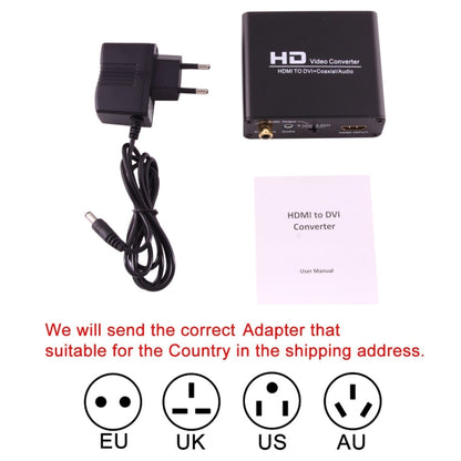 NEWKENG X5 HDMI to DVI with Audio 3.5mm Coaxial Output Video Converter, AU Plug - Converter by buy2fix | Online Shopping UK | buy2fix