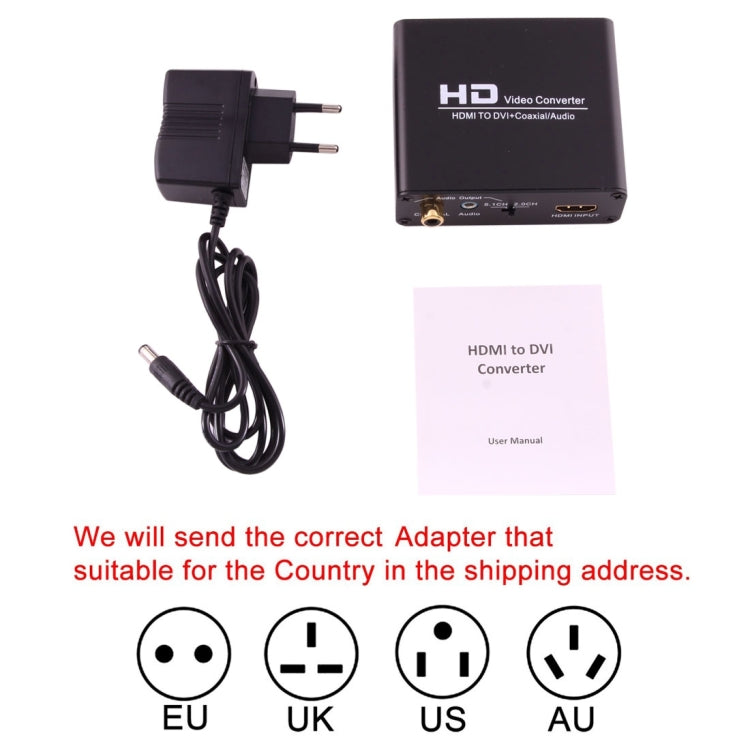 NEWKENG X5 HDMI to DVI with Audio 3.5mm Coaxial Output Video Converter, US Plug - Converter by buy2fix | Online Shopping UK | buy2fix