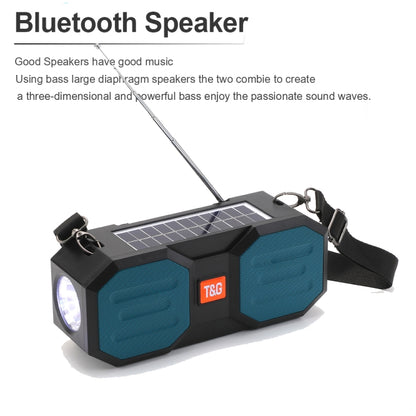 T&G TG634 Outdoor Solar Power Bluetooth Wireless Speaker with FM / Flashlight / TF Card Slot (Black Blue) - Desktop Speaker by T&G | Online Shopping UK | buy2fix