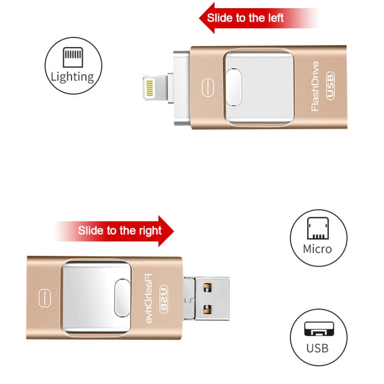 8GB USB 3.0 + 8 Pin + Mirco USB Android iPhone Computer Dual-use Metal Flash Drive (Rose Gold) - U Disk & Card Reader by buy2fix | Online Shopping UK | buy2fix