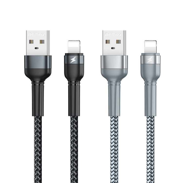 REMAX RC-124i 1m 2.4A USB to 8 Pin Aluminum Alloy Braid Fast Charging Data Cable for iPhone, iPad(Black) - Normal Style Cable by REMAX | Online Shopping UK | buy2fix
