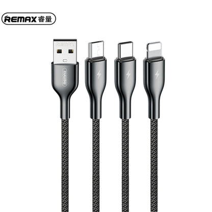 REMAX RC-092th Kingpin Series 3.1A 3 in 1 USB to Micro USB + Type-C + 8 Pin Charging Cable, Cable Length: 1.2m(Black) - Multifunction Cable by REMAX | Online Shopping UK | buy2fix