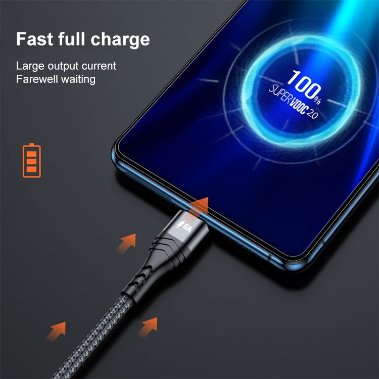 ADC-138 66W 3 in 1 USB to 8 Pin + Micro USB + USB-C / Type-C Fast Charging Braided Data Cable, Cable Length: 1.2m(Black) - Multifunction Cable by buy2fix | Online Shopping UK | buy2fix