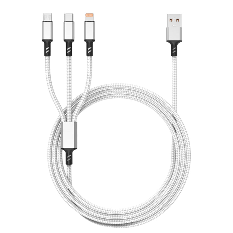 Orange Plug 3A 3 in 1 USB to Type-C / 8 Pin / Micro USB Fast Charging Cable, Cable Length: 1.2m(Silver) - Multifunction Cable by buy2fix | Online Shopping UK | buy2fix