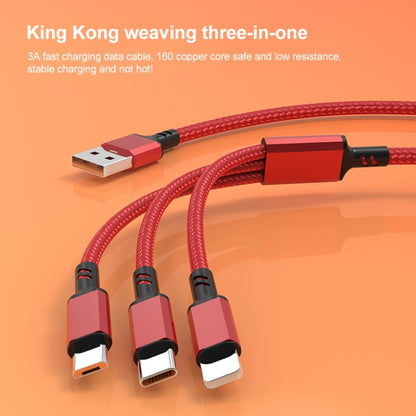 Orange Plug 3A 3 in 1 USB to Type-C / 8 Pin / Micro USB Fast Charging Cable, Cable Length: 1.2m(Black) - Multifunction Cable by buy2fix | Online Shopping UK | buy2fix