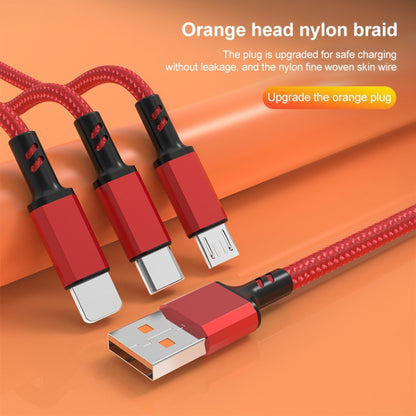 Orange Plug 3A 3 in 1 USB to Type-C / 8 Pin / Micro USB Fast Charging Cable, Cable Length: 1.2m(Silver) - Multifunction Cable by buy2fix | Online Shopping UK | buy2fix