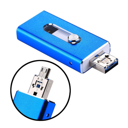 RQW-02  3 in 1 USB 2.0 & 8 Pin & Micro USB 16GB Flash Drive(Blue) - U Disk & Card Reader by buy2fix | Online Shopping UK | buy2fix