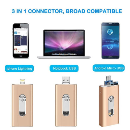 RQW-02  3 in 1 USB 2.0 & 8 Pin & Micro USB 16GB Flash Drive(Blue) - U Disk & Card Reader by buy2fix | Online Shopping UK | buy2fix